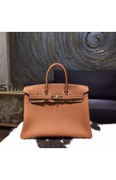 Copy Hermes Birkin 35cm Taurillon Clemence Calfskin Bag Hand Stitched Gold Hardware, Gold RS02518