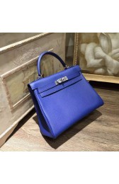 Copy Hermes Kelly 28cm Taurillon Clemence Bag Handstitched Palladium/Gold Hardware, Mykonos 7Q RS13375