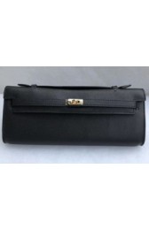 Copy Hermes Kelly 31cm Wallet Handstitched, Fuschia Black 5J RS07577