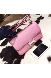 Fake Hermes Constance Elan 26cm Lizard Skin Palladium Hardware Handstitched, Pink 5P RS17964