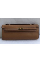 Fake Hermes Kelly 31cm Wallet Handstitched, Fuschia Brown 5J RS07574