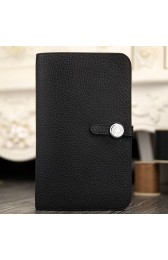 Fashion Hermes Dogon Combine Wallet In Black Leather RS13739