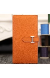 Hermes Bearn Gusset Wallet In Orange Leather RS14931