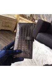 Hermes Bearn Wallet Matte Alligator Crocodile Gold Hardware Handstitched, Noir CK89 RS00413