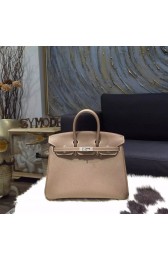 Hermes Birkin 25cm Epsom Calfskin Bag Handstitched Palladium Hardware, Etoupe CK18 RS10167