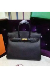 Hermes Birkin 25cm Togo Calfskin Bag Handstitched Gold Hardware, Black Noir RS02789