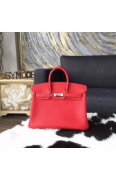 Hermes Birkin 25cm Togo Calfskin Bag Handstitched Palladium Hardware, Rouge Pivoine 2R RS19141