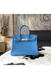 Hermes Birkin 30cm Taurillon Clemence Bag Handstitched Gold Hardware, Blue Paradise 2T RS09557