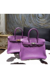 Hermes Birkin 30cm Taurillon Clemence Original Leather Bag Handstitched, Ultraviolet 5L RS16080
