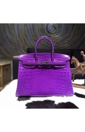 Hermes Birkin 35cm Shiny Alligator Crocodile Palladium Hardware Handstitched, Ultraviolet 5L RS16688