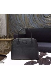 Hermes Bolide 27cm Epsom Calfskin Leather Bag Palladium Hardware Handstitched, Noir RS00606