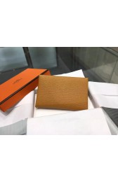Hermes Calvi Card Holder Case Handstitched Taurillon Clemence Calfskin, Kraft CK2H RS08264