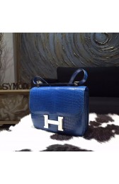 Hermes Constance 23cm Matte Alligator Crocodile Original Leather Handstitched Palladium Hardware, Mykonos 7Q RS05331