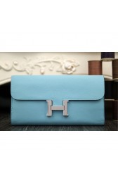 Hermes Constance Wallet In Light Blue Epsom Leather RS13538