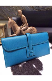 Hermes Jige Elan Clutch 29cm Epsom Calfskin Handstitched, Blue Izmir 7W RS17915