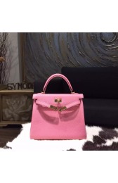 Hermes Kelly 25cm Togo Calfskin Bag Handstitched Gold Hardware, Pink 5P RS17979
