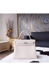 Hermes Kelly 25cm Togo Calfskin Bag Handstitched Palladium Hardware, Craie CC10 RS17547