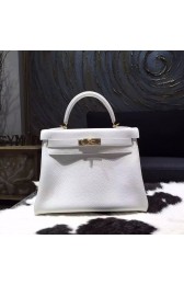 Hermes Kelly 28cm/32cm Togo Calfskin Bag Handstitched Gold Hardware, Blanc RS06806