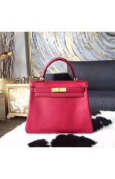 Hermes Kelly 28cm Swift Calfskin Bag Gold Hardware Handstitched, Ruby B5 RS12710