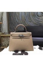Hermes Kelly 32cm Sellier Rigide Bag Epsom Calfskin Handstitched Palladium Hardware Handstitched, Etoupe CK18 RS05644
