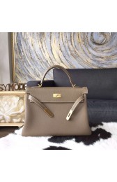 Hermes Kelly 32cm Togo Calfskin Bag Handstitched Gold Hardware, Etoupe CK18 RS18173