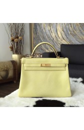 Hermes Kelly 32cm Togo Calfskin Bag Handstitched Gold Hardware, Jaune Poussin 1Z RS03199