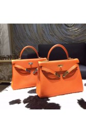 Hermes Kelly 32cm Togo Calfskin Bag Palladium Hardware Handstitched, Orange CC93 RS14794