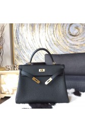 Hermes Kelly 32cm Togo Calfskin Original Leather Bag Handstitched Gold Hardware, Noir RS20635