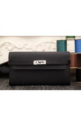 Hermes Kelly Longue Wallet In Black Epsom Leather RS09413