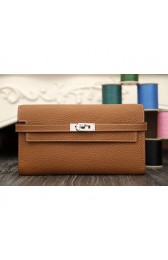 Hermes Kelly Longue Wallet In Brown Clemence Leather RS13981