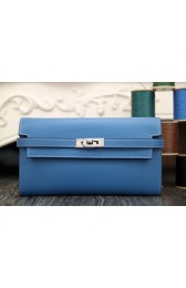 Hermes Kelly Longue Wallet In Jean Blue Epsom Leather RS05556