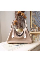Hermes Lindy 26/30cm Taurillon Clemence Calfskin Bag Handstitched, Gris Touretelle CK81 RS13782