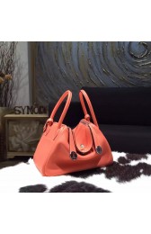 Hermes Lindy 26cm/30cm Taurillon Clemence Calfskin Bag Handstitched, Crevette L5 RS19176