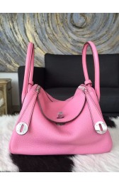 Hermes Lindy 26cm/30cm Taurillon Clemence Calfskin Palladium Hardware Handstitched, Pink 5P RS03120