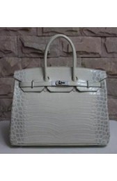 Hermes Matte Alligator Crocodile Birkin 30cm Gold Hardware Handstitched, Blanc RS12257