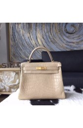 Hermes Matte Alligator Crocodile Kelly 28cm Gold Hardware Handstitched, Poussiere 1C RS08530