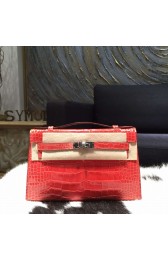 Hermes Mini Kelly Pochette 22cm Alligator Palladium Hardware, Bougainvillier A5 RS18467
