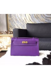 Hermes Mini Kelly Pochette 22cm Epsom Calfskin Leather Gold Hardware, Crocus 9W RS04542