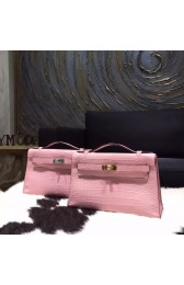 Hermes Mini Kelly Pochette 22cm Matte Alligator Crocodile Skin Handstitched, Pink 5P RS12565