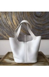 Hermes Picotin Lock Bag 18cm/22cm Taurillon Clemence Palladium Hardware Hand Stitched, Blanc CK01 RS15921