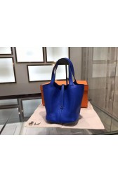 Hermes Picotin Lock Taurillon Clemence Leather Palladium Hardware High Quality, Blue Electric 7T RS10417