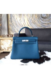 Hot Copy Hermes Kelly 28cm Togo Calfskin Bag Handstitched Palladium Hardware, Blue Izmir 7W RS02362