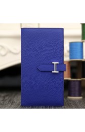 Imitation Hermes Bearn Gusset Wallet In Electric Blue Leather RS11175