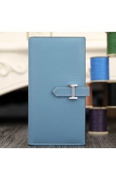 Imitation Hermes Bearn Gusset Wallet In Jean Blue Epsom Leather RS01075