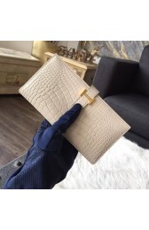 Imitation Hermes Bearn Wallet Matte Alligator Crocodile Gold Hardware Handstitched, Beton 8L RS08397