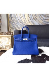 Imitation Hermes Birkin 25cm Togo Calfskin Bag Handstitched Palladium Hardware, Blue Electric 7T RS20334