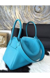 Imitation Hermes Lindy 26cm/30cm Taurillon Clemence Calfskin Palladium Hardware Handstitched, Blue Turquoise 7B RS21343
