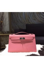 Imitation Hermes Mini Kelly Pochette 22cm Epsom Calfskin Bag Handstitched Palladium Hardware, Rose Confetti 1Q RS04451