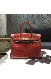 Knockoff Hermes Birkin 30cm Shiny Alligator Crocodile Gold Hardware Handstitched, Miel CK31 RS09390