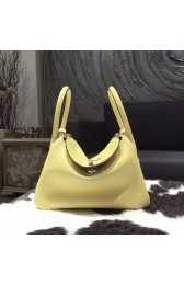 Knockoff Hermes Lindy 26cm Taurillon Clemence Calfskin Bag Handstitched, Jaune Poussin 1Z RS05486